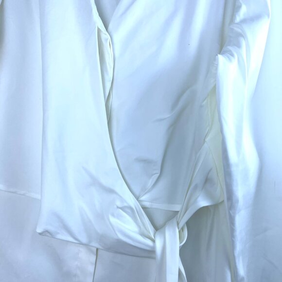 Chico’s Black Label White Wrap Women Blouse with Tie Waist Size 3 (XL, US 16-18) - Picture 5 of 12